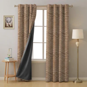Brown Geometric-Clear Lines Curtain
