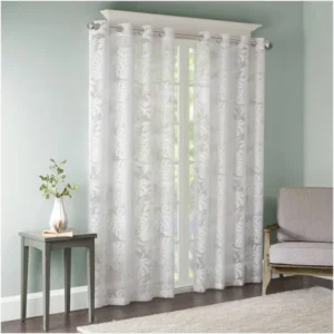 Flowered Plain Cream Curtain