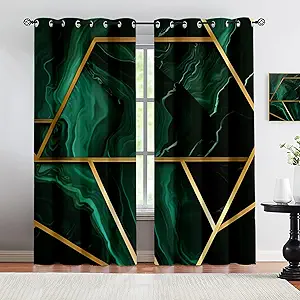 Green & Gold Geometric Curtain