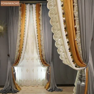 Velvet Plush -cream -gold-silver Curtain